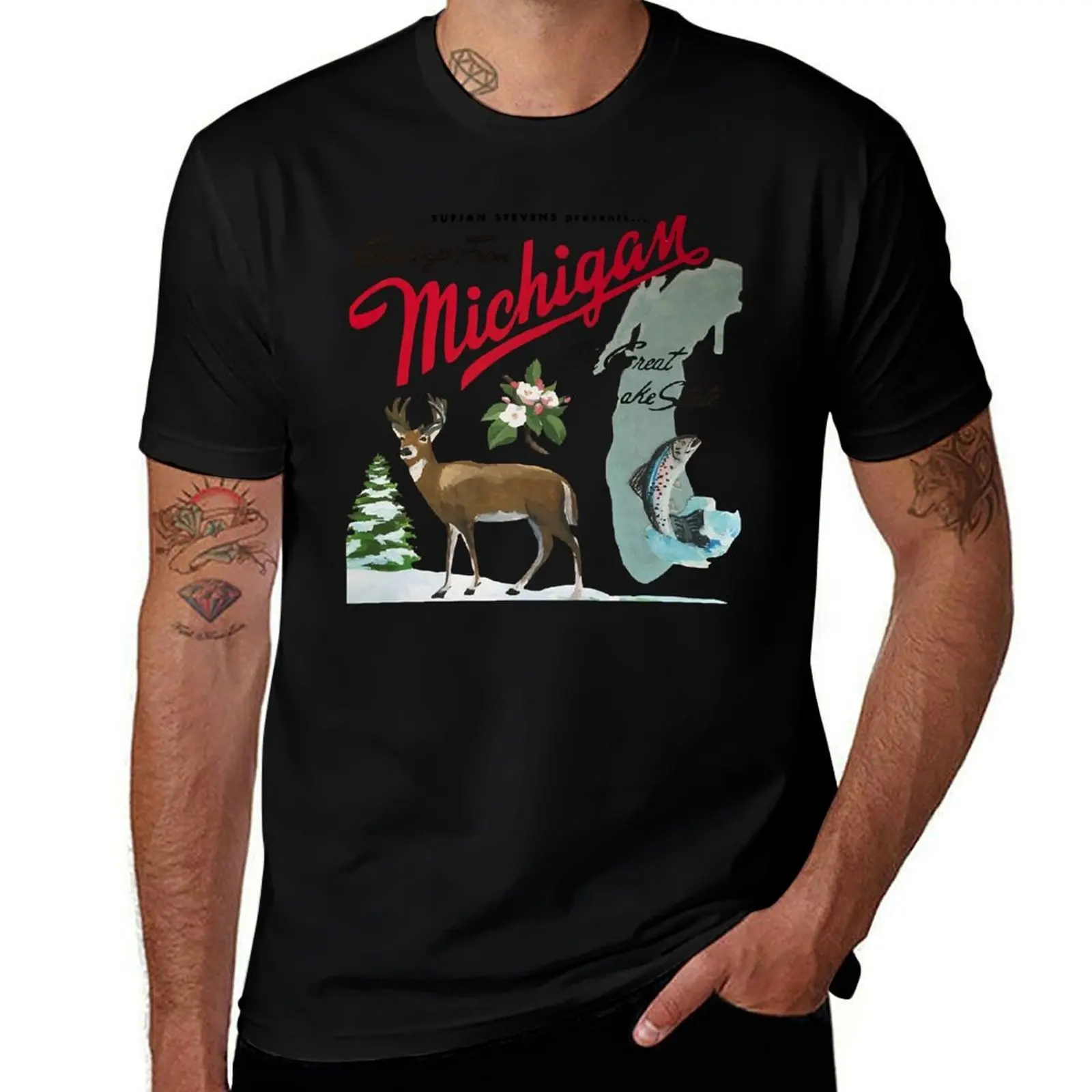 Greetings From Michigan T-Shirt Street Style Casual Tee Shirt T-Shirt