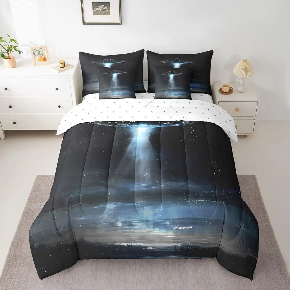 

Outer Space Themed Comforter Set - 7-Piece Queen Bedding for Kids & Teens with Sheets, Pillowcases, and Decor