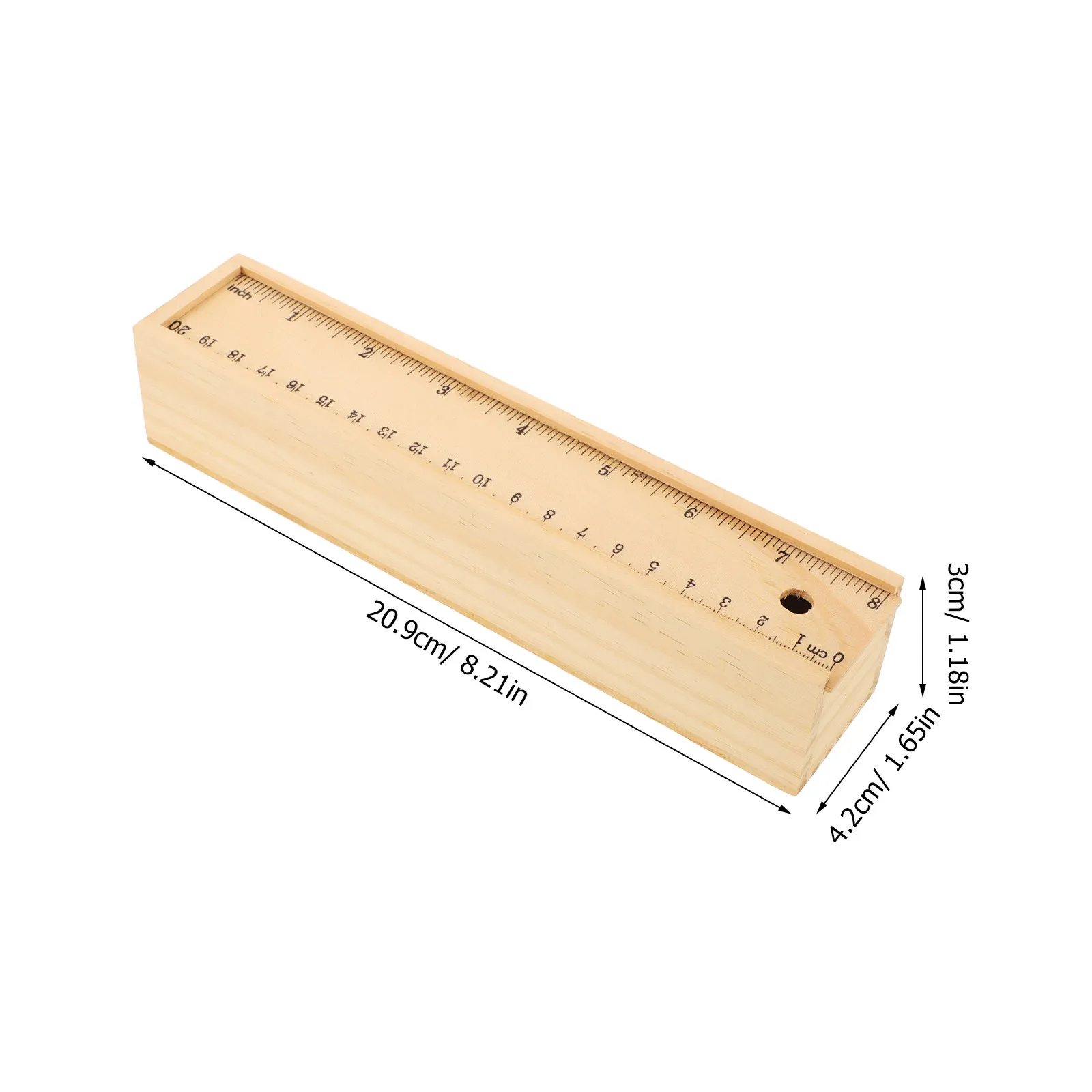 Wood Pen Box Solid Color Thickened Design Large Capacity Portable Wooden Pencil Case Storage for School Stationery