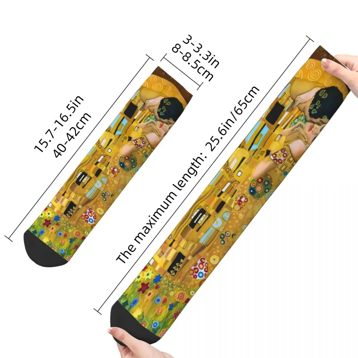 Gustav Klimt The Kiss Socks Men\'s Women\'s Happy Abstract Freyas Art Socks Spring Summer Autumn Winter Middle Tube Socks Gifts