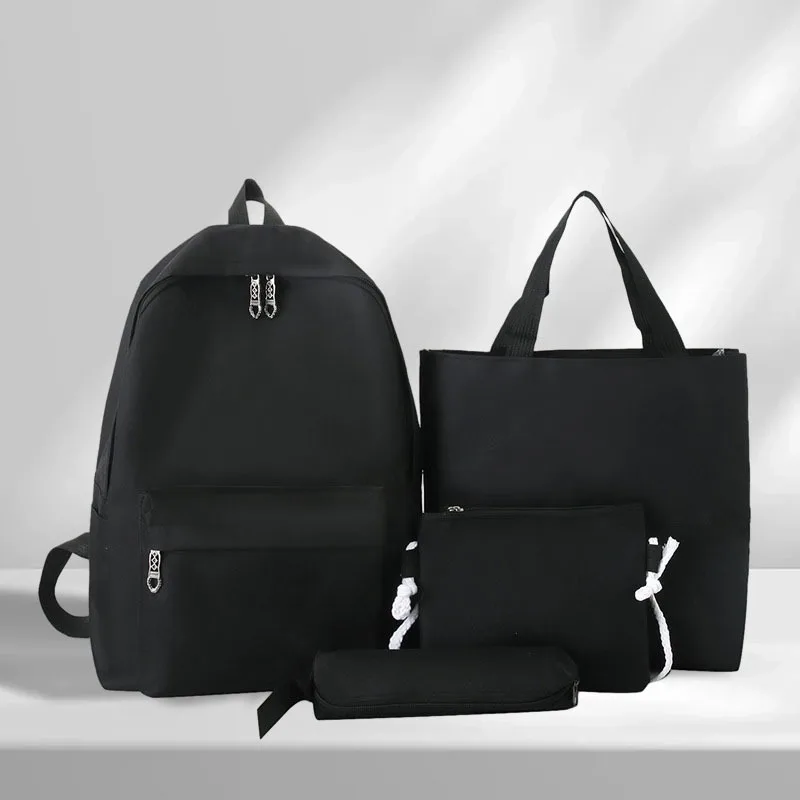 Four-Piece Stylish School Bag, Large Capacity Student Backpack Simple Casual Multifunctional Backpack