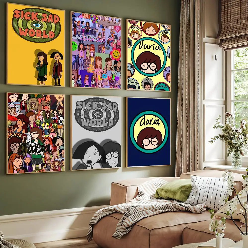 TVShow مضحك D-Daria المشارك لوحة ذاتية اللصق غرفة المعيشة مكتب الديكور غرفة نوم المنزل الجدار ملصق يطبع #3