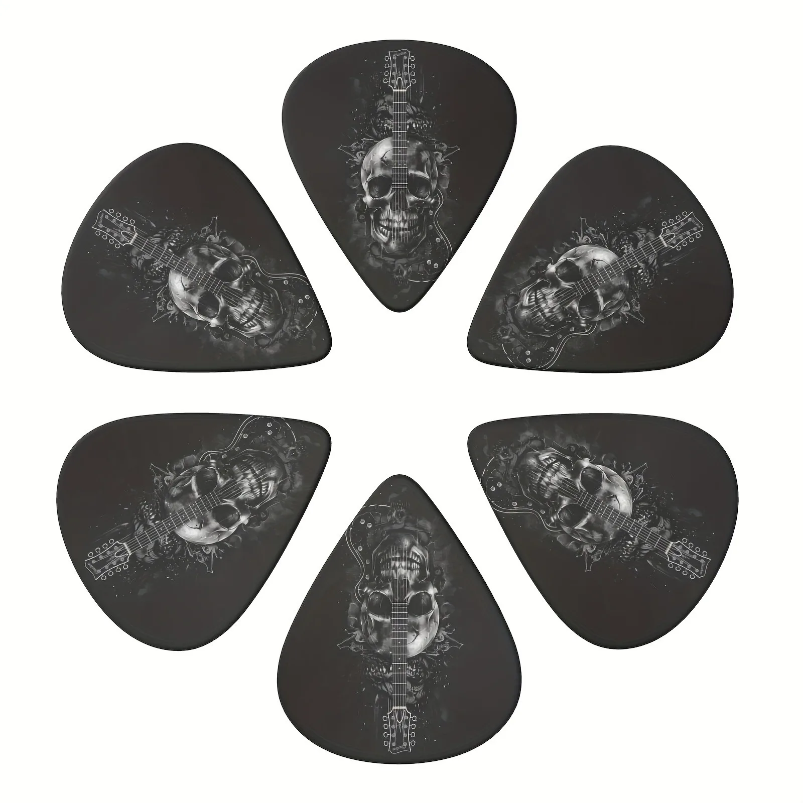 6 Pcs Original Sound Guitar Picks, Double-Sided Printed Ukulele Guitar Finger Shrapnel, Keychain Holster, Gift For Music Lovers