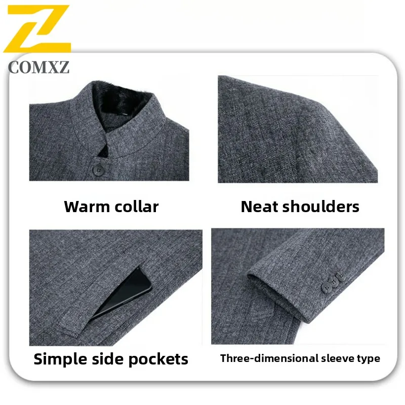 Wool Overcoat 2025 Winter Men Fashion Classic Turndown Collar Warm Coat Premium Business Casual Detachable Down ​TrenchCoat