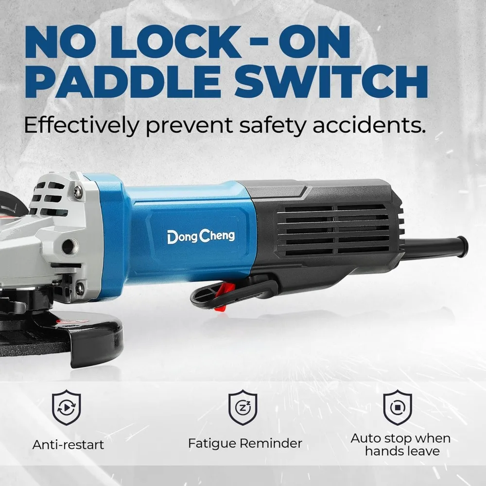 Gerinda Sudut Listrik 9.2 Amp, 4-1/2 inci, 11800RPM, Pelindung Tanpa Alat, Alat Gerinda Logam Listrik, Gerinda Sudut Kecil Berkabel