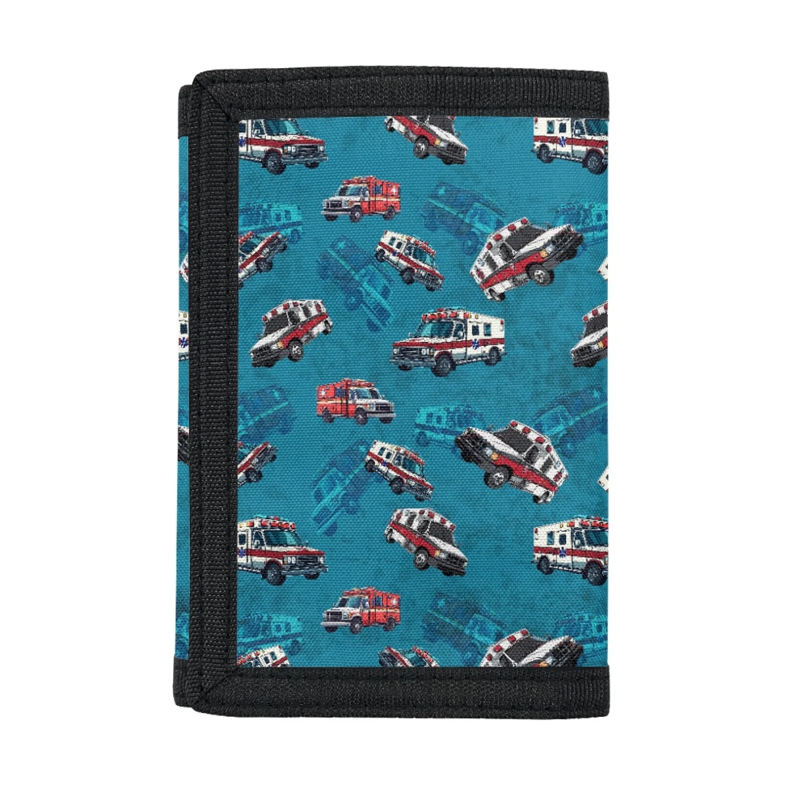 1pc Trifold Wallet With Cartoon Ambulance Car Print, Toddler Tri-fold Wallets Purse Suitable For Teens Daily Use, Birthday Gift
