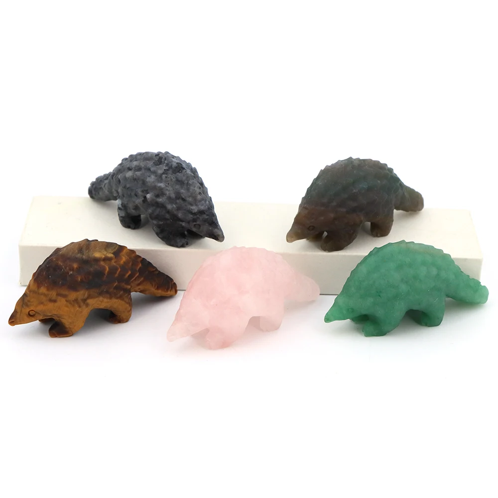 58mm Pangolin Statue Lifelike Wild Animal Model Figurine Ornament Natural Stone Miniature Fairy Garden Decoration Accessorie Toy