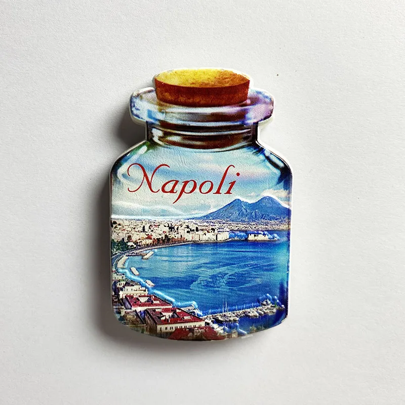 Naples, Italy tourist souvenirs, home decoration items drift bottle 3D stereo refrigerator magnets, collection of arts and craft