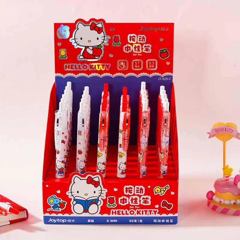 

36 шт./лот Kawaii Sanrio Kitty Press гелевая ручка милые 0,5 мм черные чернила ручки для подписи рекламный подарок школьные принадлежности