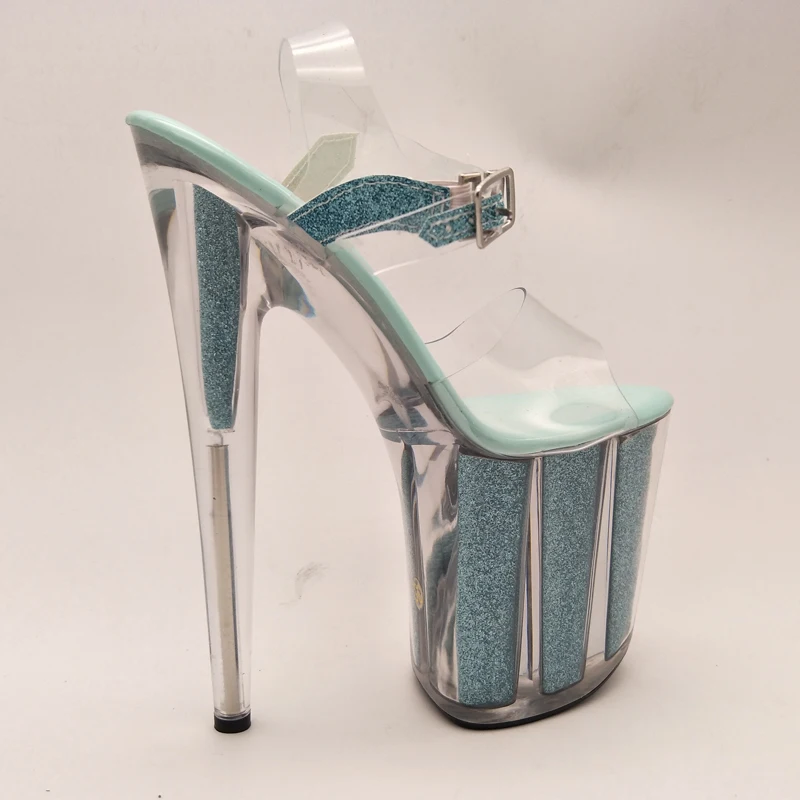 LAIJIANJINXIA New 20CM/8inches PVC Upper Fashion Sexy Exotic High Heel Platform Party Women Sandals Pole Dance Shoes E005