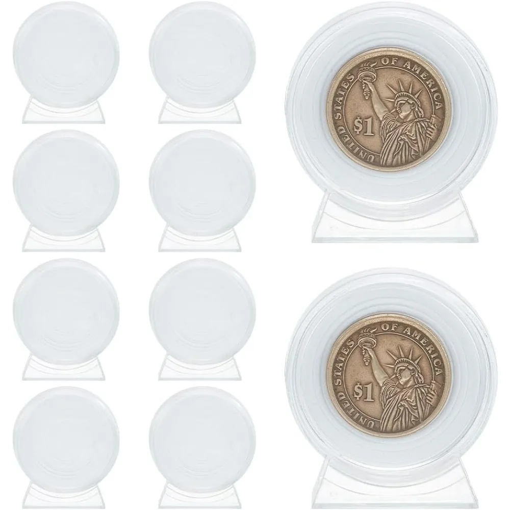 10 Sets Acrylic Coin Displays for Antique Coins Challenge Coins Commemorative Coins 1.8x2.3 Inch