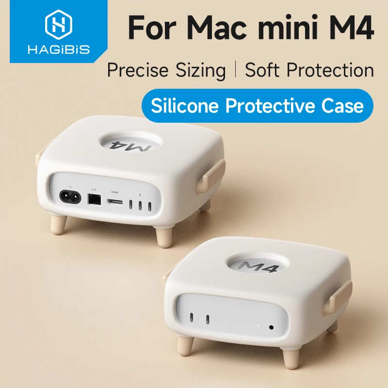Hagibis Silicone Protective Cover Case for Mac Mini M4/M4 Pro 2024 Soft Shockproof Anti-Scratch Dock Dustproof Desk Stand Cute