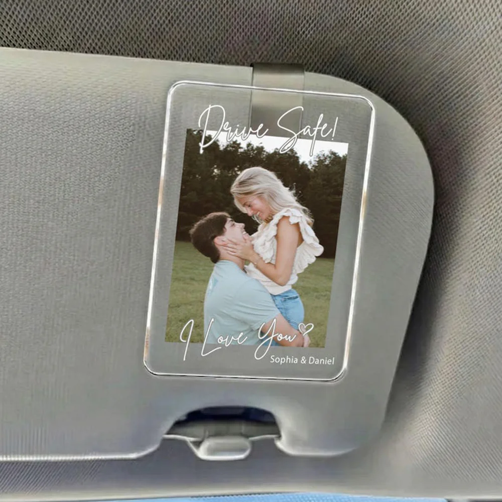 

Custom Photo Couple Car Visor Clip Personalized Drive Safe Vehicle Accessories Sweet Valentine Gift For Him Her Husband Wife