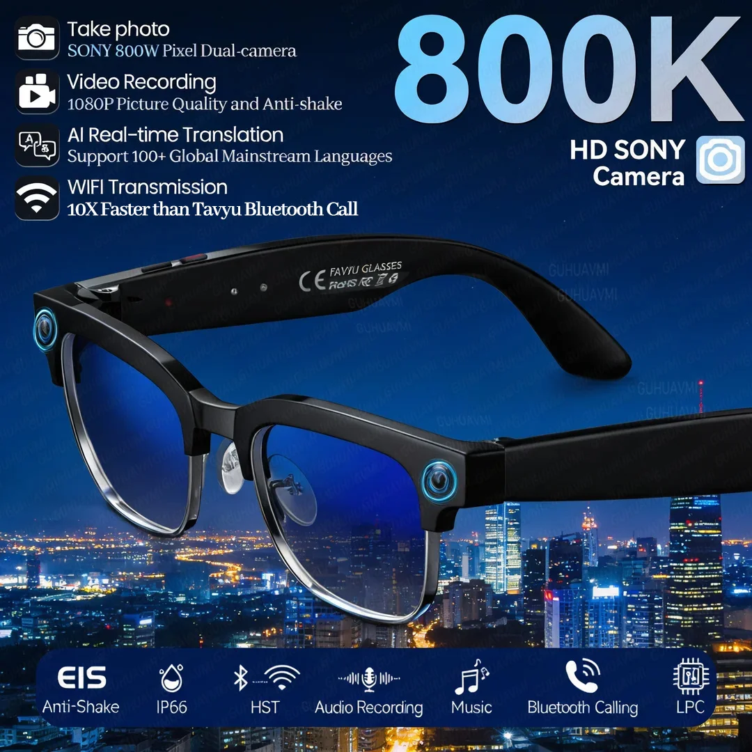 

2026 4K HD AI Смарт-очки Мужчины Chat GPT 800MP Камера 4 ГБ Bluetooth Вызов AI Перевод Голосовой помощник Управление Солнцезащитные очки Женские
