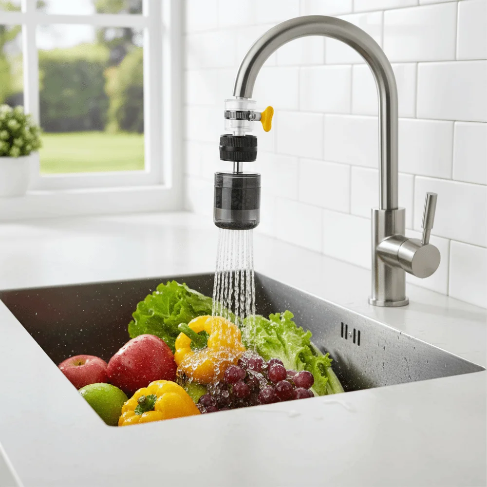 Anti-Splash Titanium Particles Faucet Water Filter Stainless Steel Cable Ties Removing Impurities Kitchen Tap Filter Nozzle