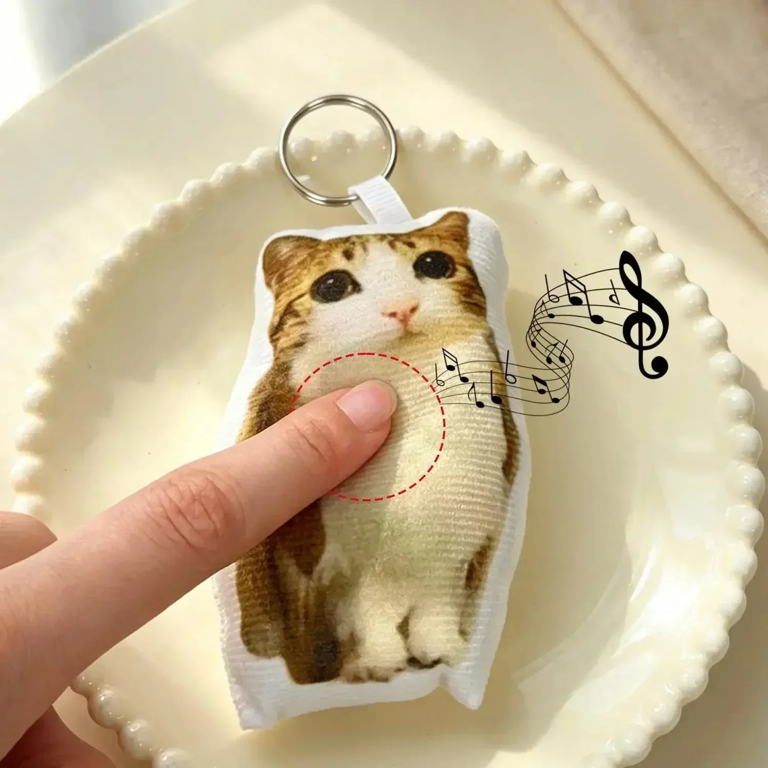 1/4pcCat Voice Keychain With SoundFunny Cute Rotating Keyring Pendant Portable Plush Cartoon Bag Pendant Gift For Backpacks 열쇠고리