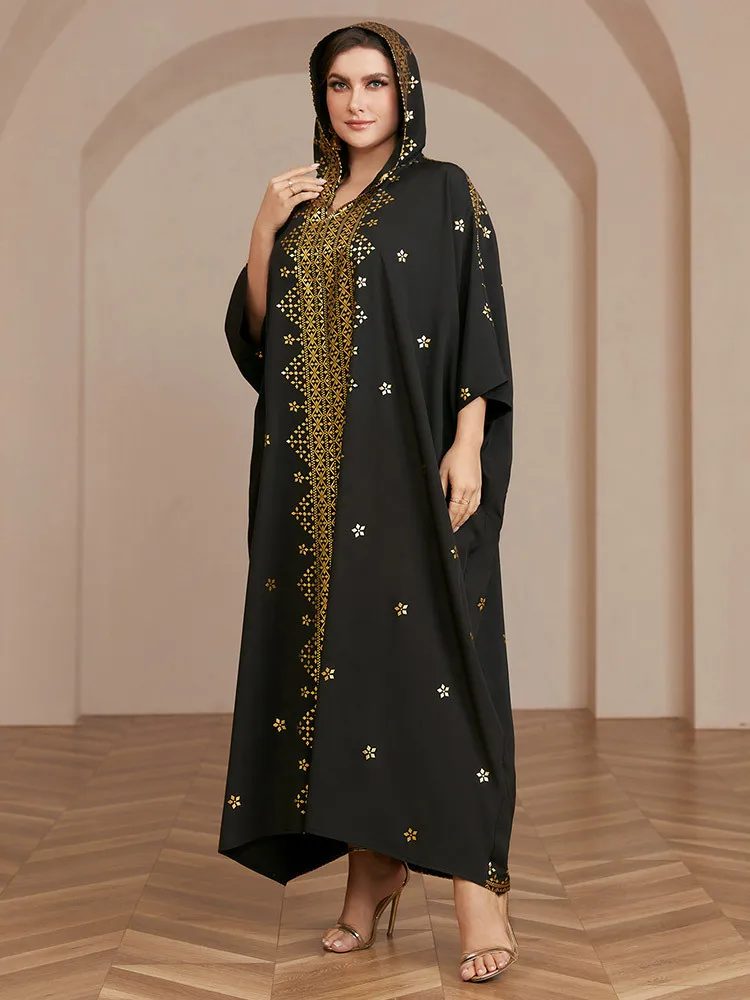 Kaftan Hooded Abaya for Women Muslim Loose Party Dress Caftan Mubarak Jalabiya Djellaba Marocain Turkey Dubai Robe Gowns Casual