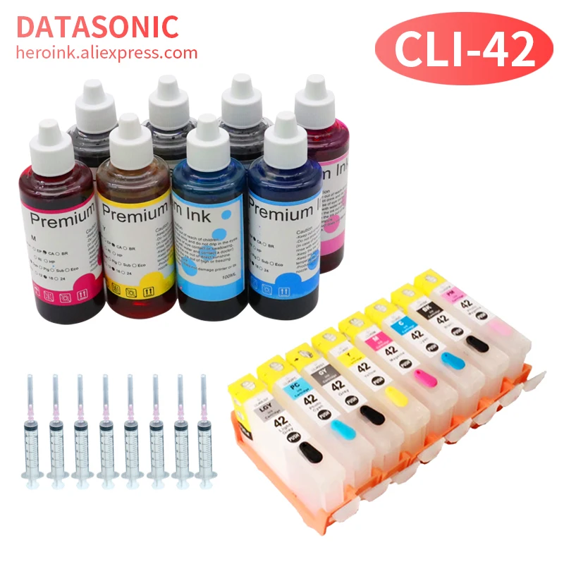 8color Refiilable Ink Cartridge Ink Cli 42 CLI 42 Ink Compatible for Canon Pixma Pro-100 Pro 100 Printer Cartridge Ink Refill