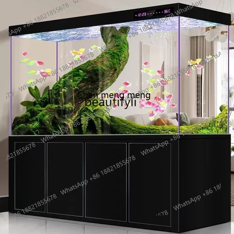 

X Medium and large living room Home Ecological water-free fish tank Aquarium bottom filter Ultra-white glass