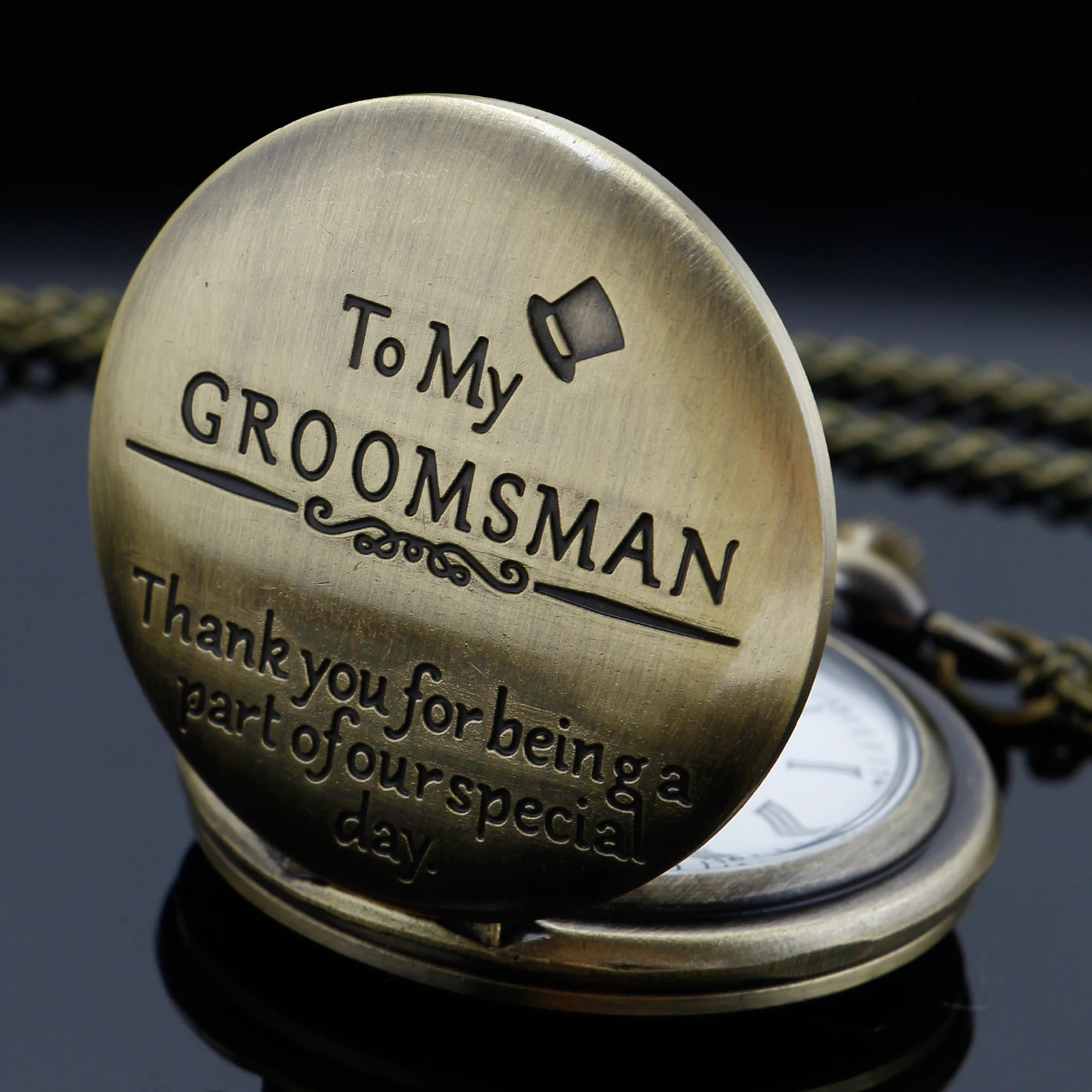 Steampunk Pocket Watch Engraved "To My GROOMSMAN" Men Necklace Pendant Pocket Watches Mens Birthday Wedding Anniversary Gifts