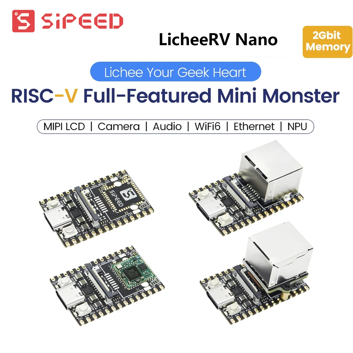 Визуальная плата разработки RISCV Sipeed LicheeRV Nano SG2002 WIFI6 Ethernet AI