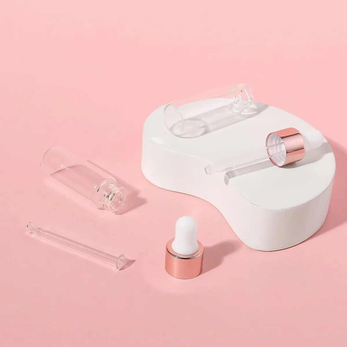 10/20pcs 1/2/3/5mlローズゴールドガラスドロッパーボトルセット