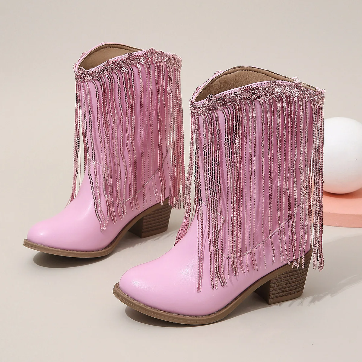 Children Boots Versatile Tassels Elegant New Fashion Girls Boots Low Heels Shiny Solid Color Princess Boot