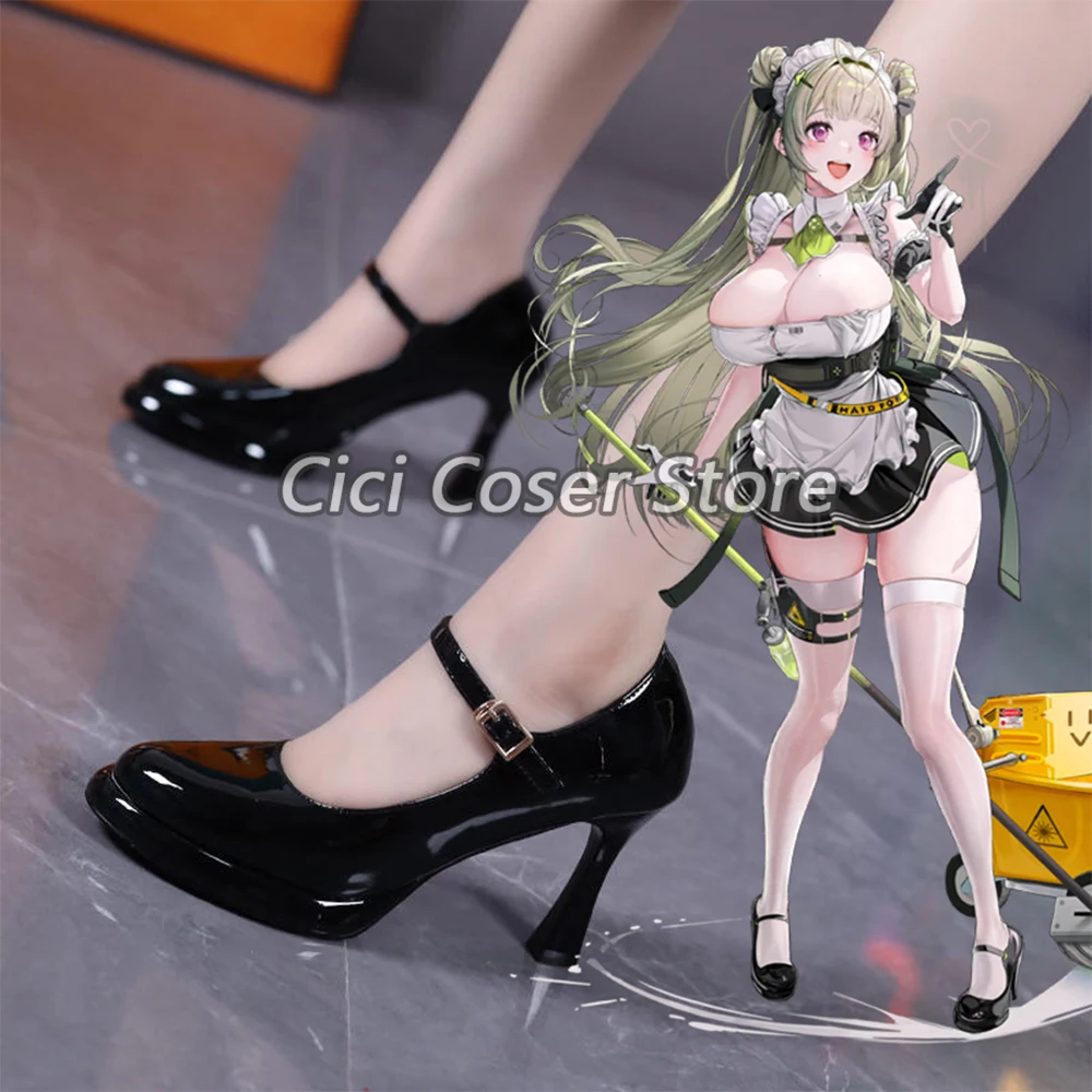 

Anime Game Nikke Goddess of Victory Soda Cosplay Shoes Lolita Maid Black Patent Leather Heels Women Girls Halloween Party Shoes