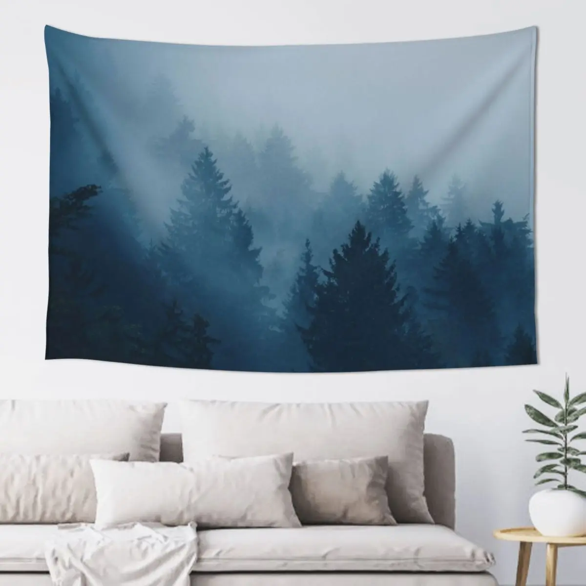 

Foggy Blue Waves - Pine Forest Fog Nature Tapestry Living Room Decoration Home Decorators Wall Decoration Items Tapestry