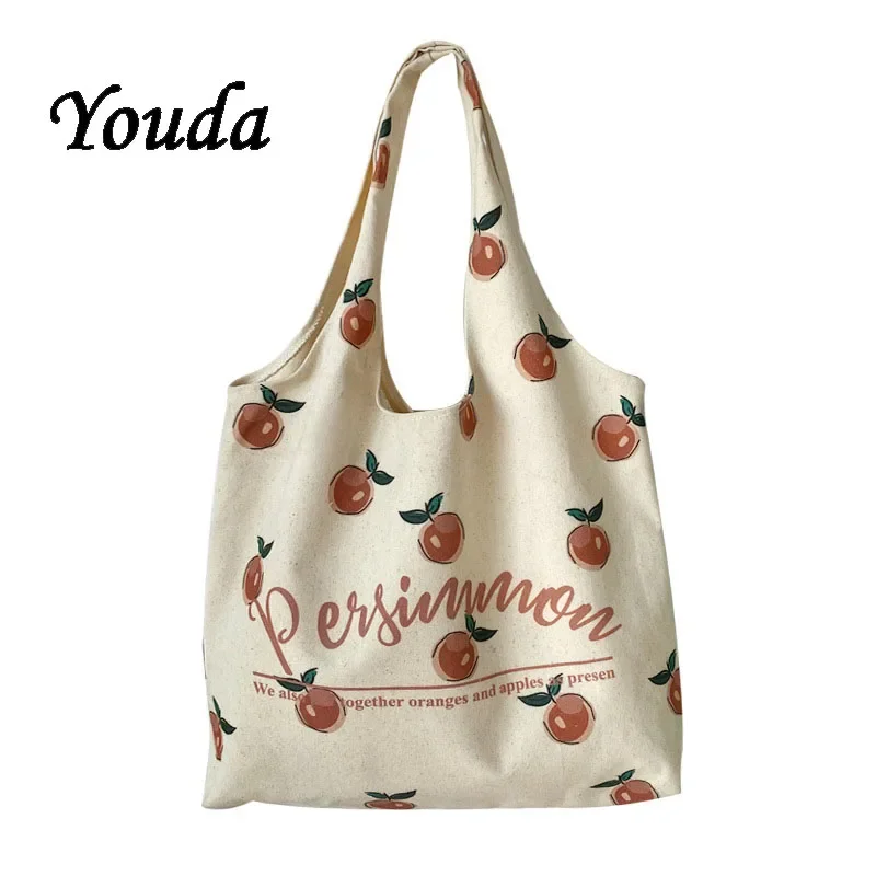 

New Women's Canvas Shoulder Bags Student Cute Fashion Cow Print Female Handbags Shopping Large Capacity Reusable Shopping Bags