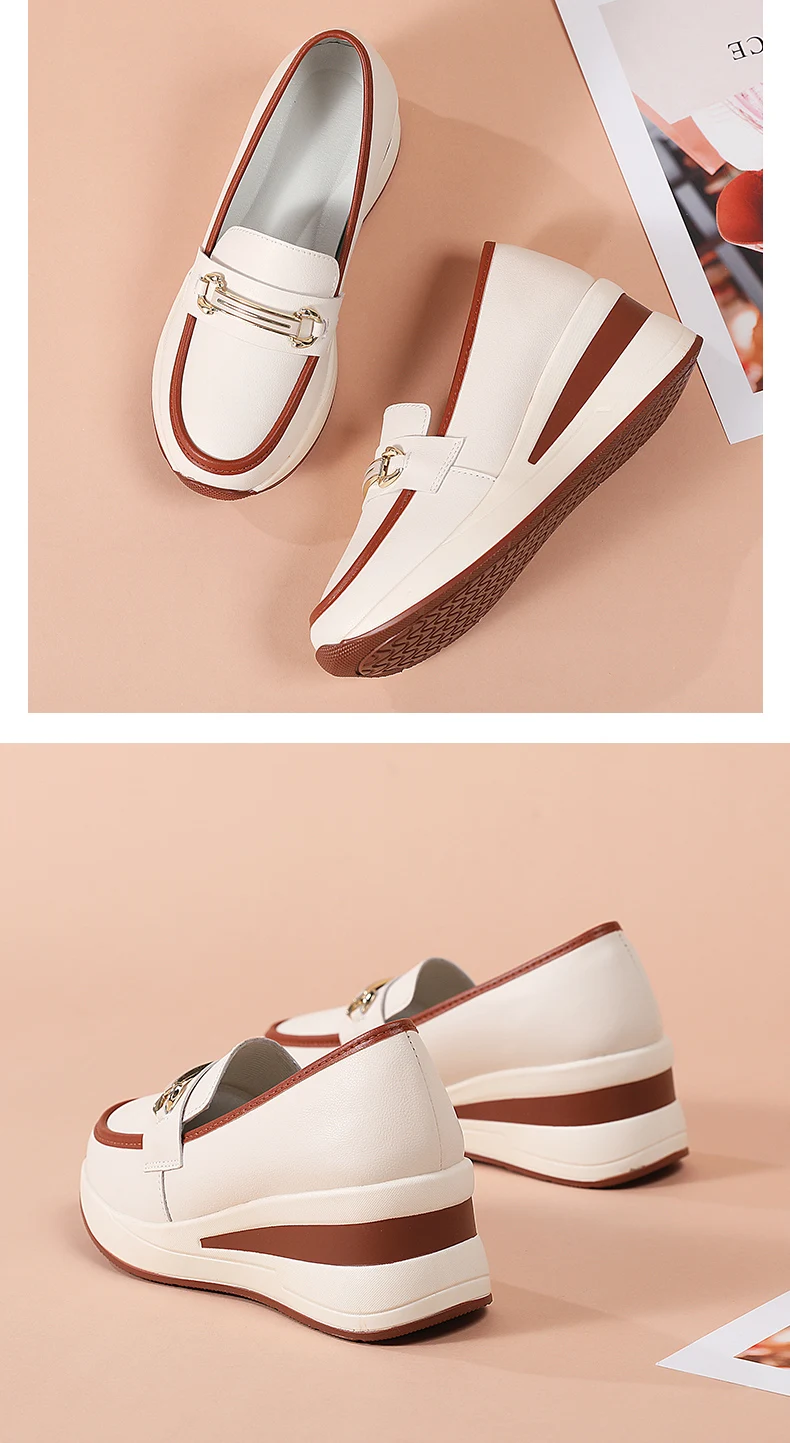 Neue Damenschuhe Frühling/Herbst Flache Schuhe aus PU-Leder Mokassins Lässige Slip-On Loafers Damen Plateau Bootsschuhe – Detail 12