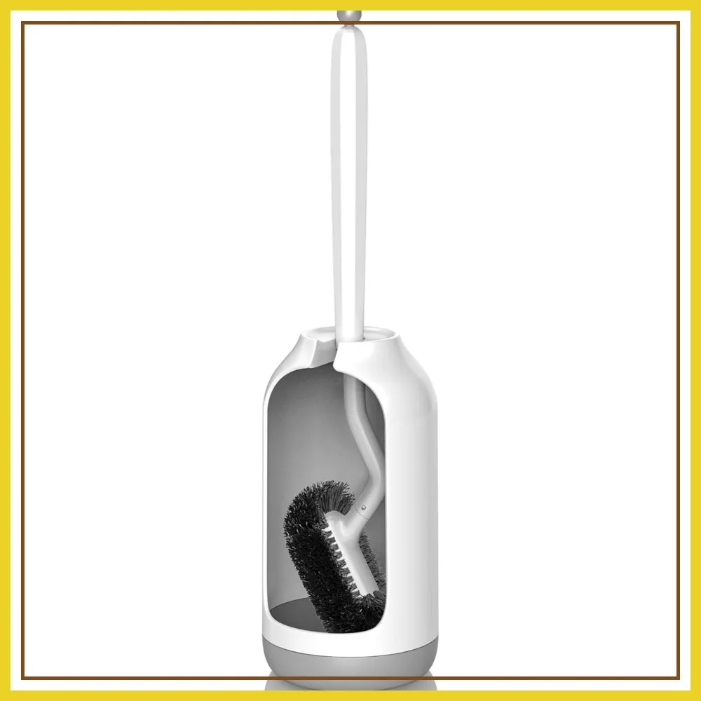 

Toilet Bowl Brush Holder Set: Deep Cleaning Scrubber with Curved Bristle for Under Rim & Dead Corners, Hidden Caddy for RV Bathroom Accessories