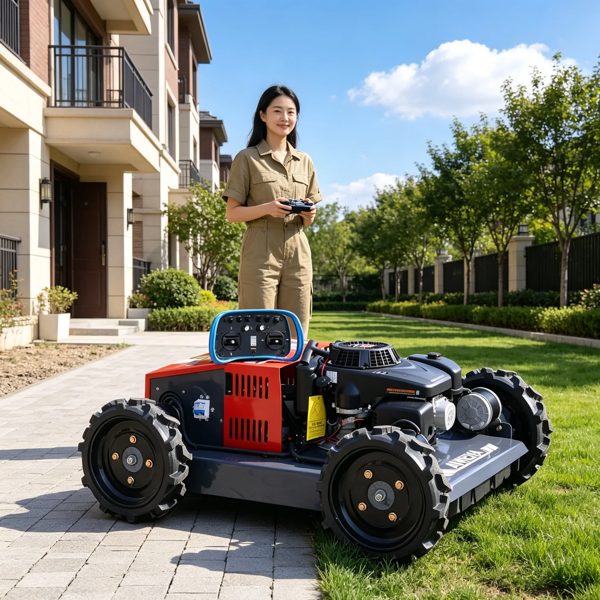 Customized for Farm Side Weed Removal, 500W Wheeled Portable Lawn Mower, Wear‑Resistant Wheel Structure, Stable Performance