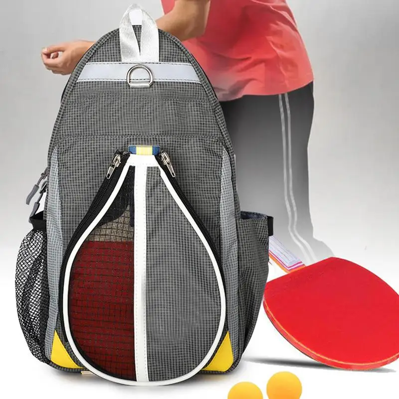 Sports Pickle Ball Bag Sports Sling Padel Bag For Women Adjustable Sling Backpack For Ball Paddle For Kids Adults Friends Family