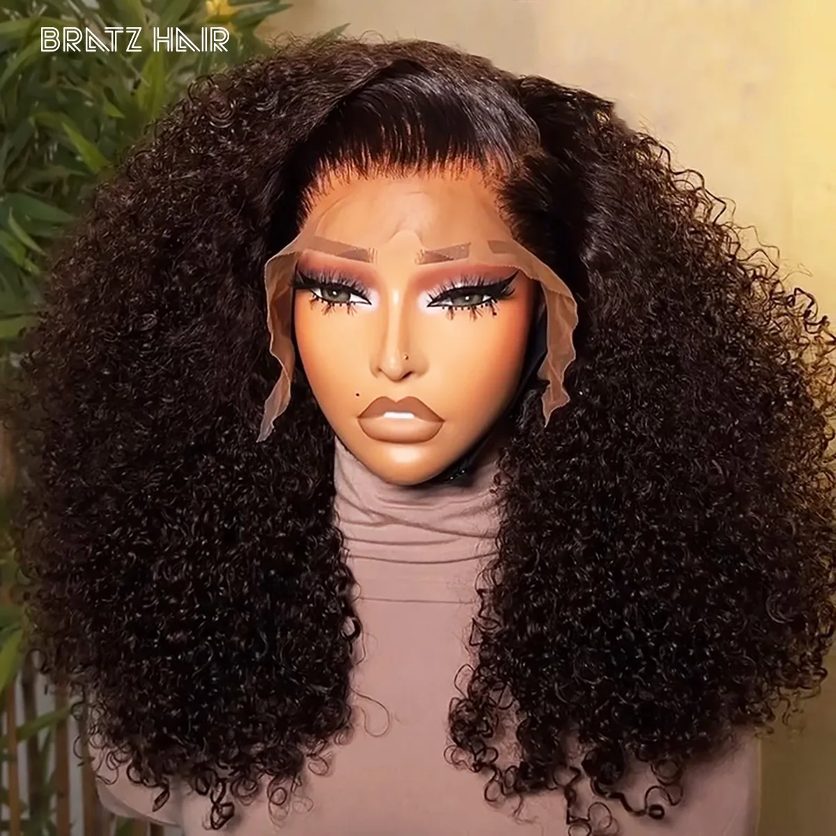 

13x4 Full Frontal Brown Color Pixie Curly Human Hair Wig Brazilian Preplucked 4x4 HD Lace Closure Wig Glueless Wig Ready to Wear