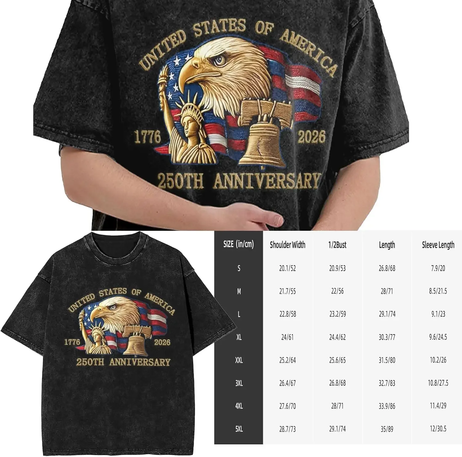 United States 250 Anniversary USA Tshirt Woman Men Retro Vintage Short Sleeve American 250th Years T Shirt Cotton Patriotic Tops