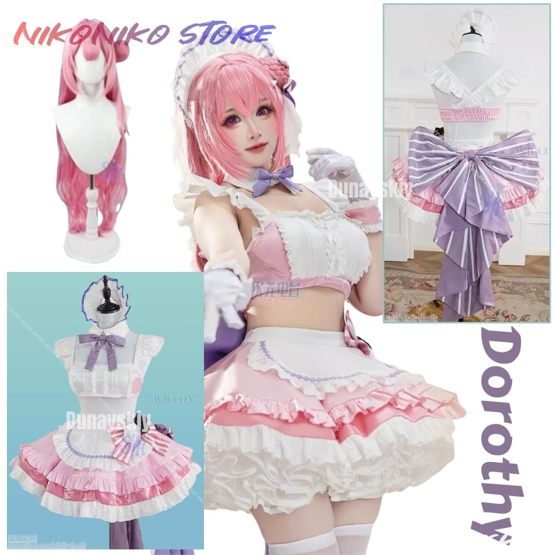 

Dorothy 코스프레 Game GODDESS OF VICTORY: NIKKE Costume Kawaii Coffee Maid Pink Dress Jirai Kei Short Top Lolita Halloween Cosplay