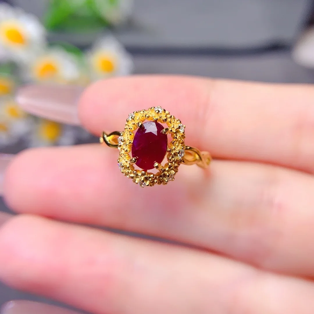 

Designed By A Designer Fashion Temperament S925 Pure Silver Natural Ruby Ring The Perfect Gift Giving Present