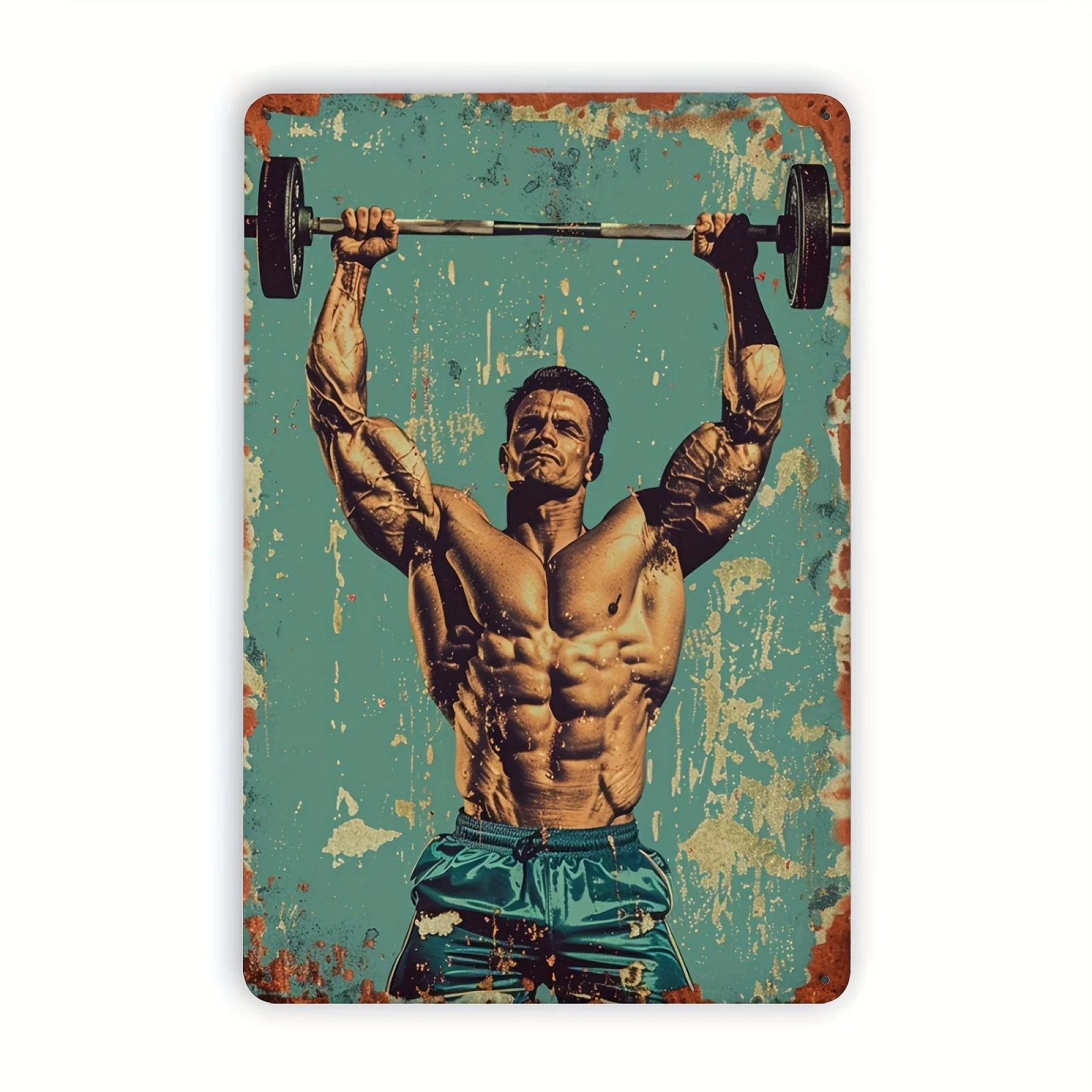  Vintage Gym Motivational Metal Tin Sign, Inspirational Wall Art Decor, Retro Weightlifting Iron Panel, , for Fitness, Sports Ba