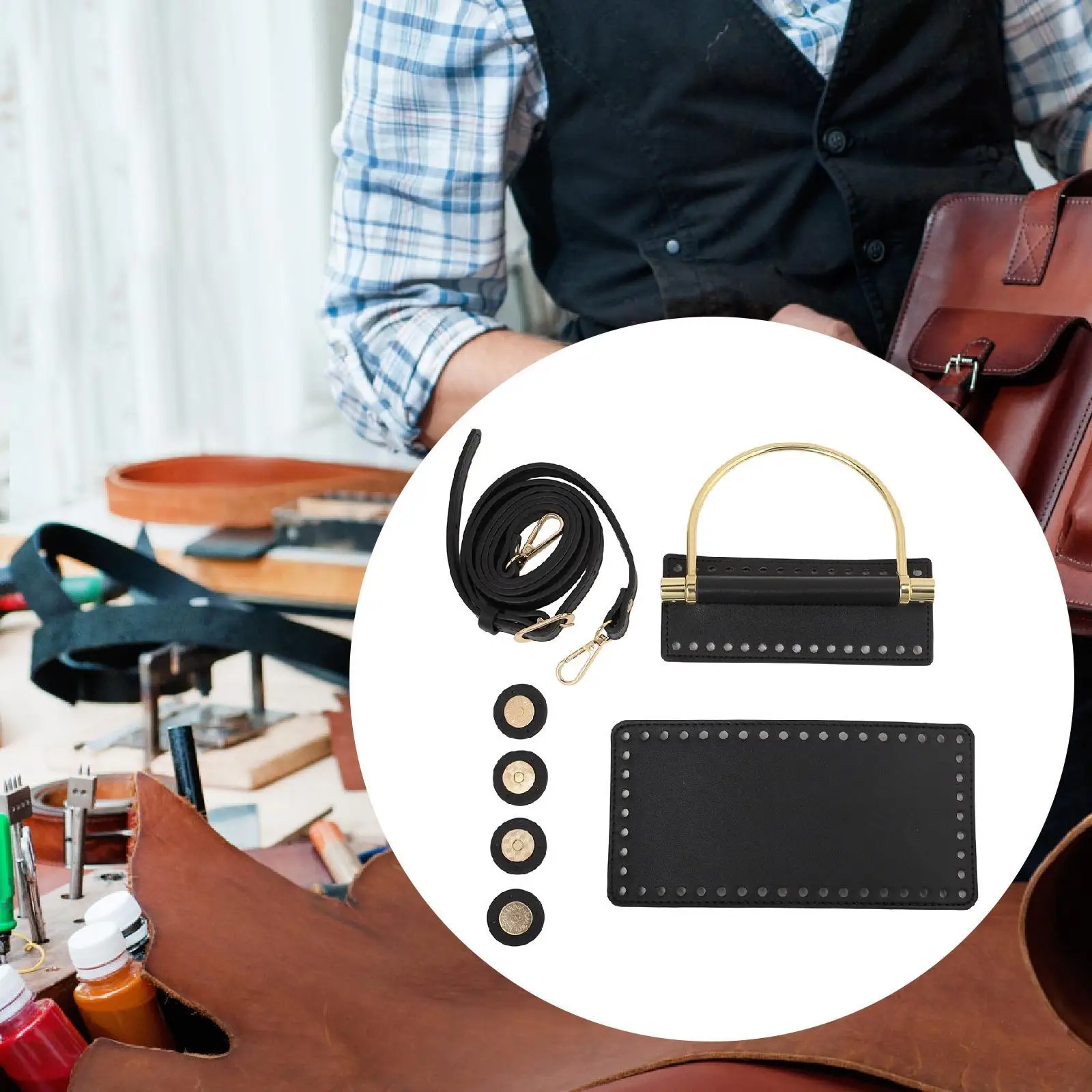 

DIY PU Leather Crochet Bag Gift Snap Buttons Bottom Base for Purse Wallet Making