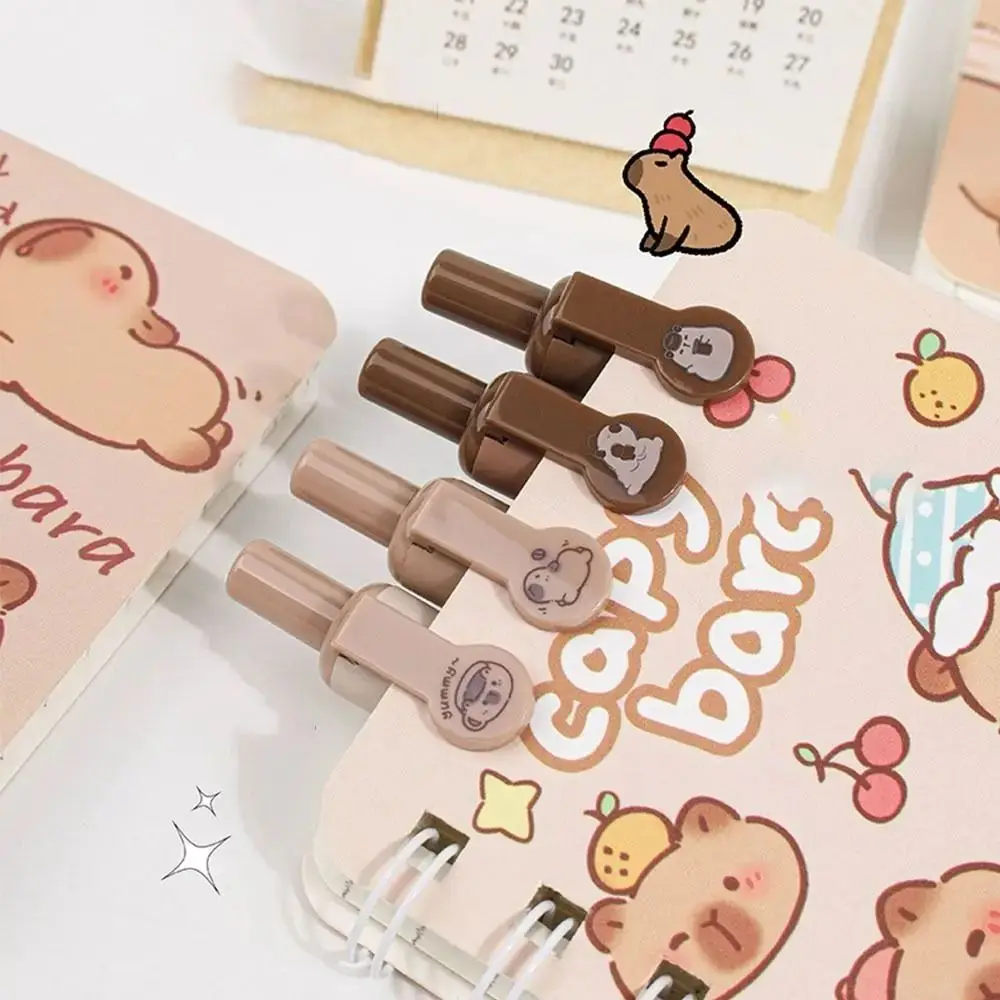 

4 шт./компл., 0,5 мм, гелевая ручка с капибарой, черные чернила, пресс-тип, милая гелевая ручка Pnada, устойчивая к поту, удобная ручка для торта с клубничным рулетом