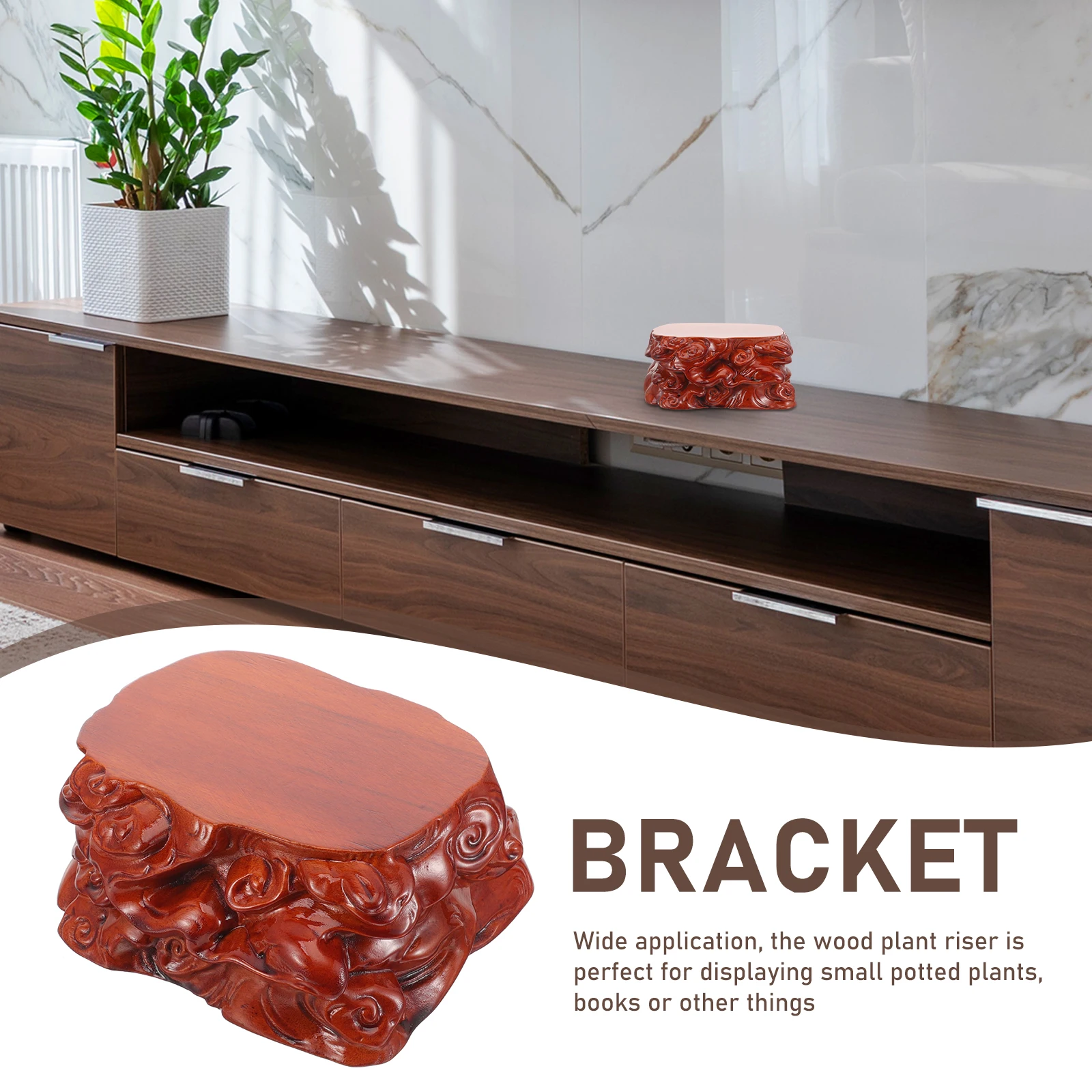 

Wooden Pedestal St for Small Plants Books Crystal Ball Crafts Display Base Home Decor Stone Holder Durability Style