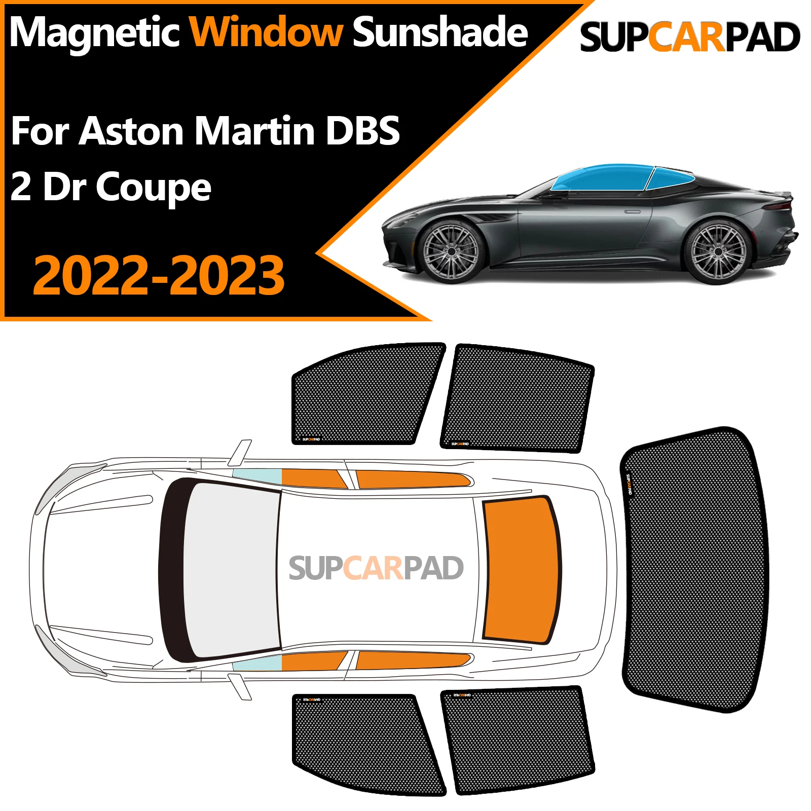 

Солнцезащитный козырек на окно автомобиля на заказ для Aston Martin DBS 2 Dr Coupe 2022-2023, магнитная занавеска, сетчатая передняя занавеска на лобовое стекло