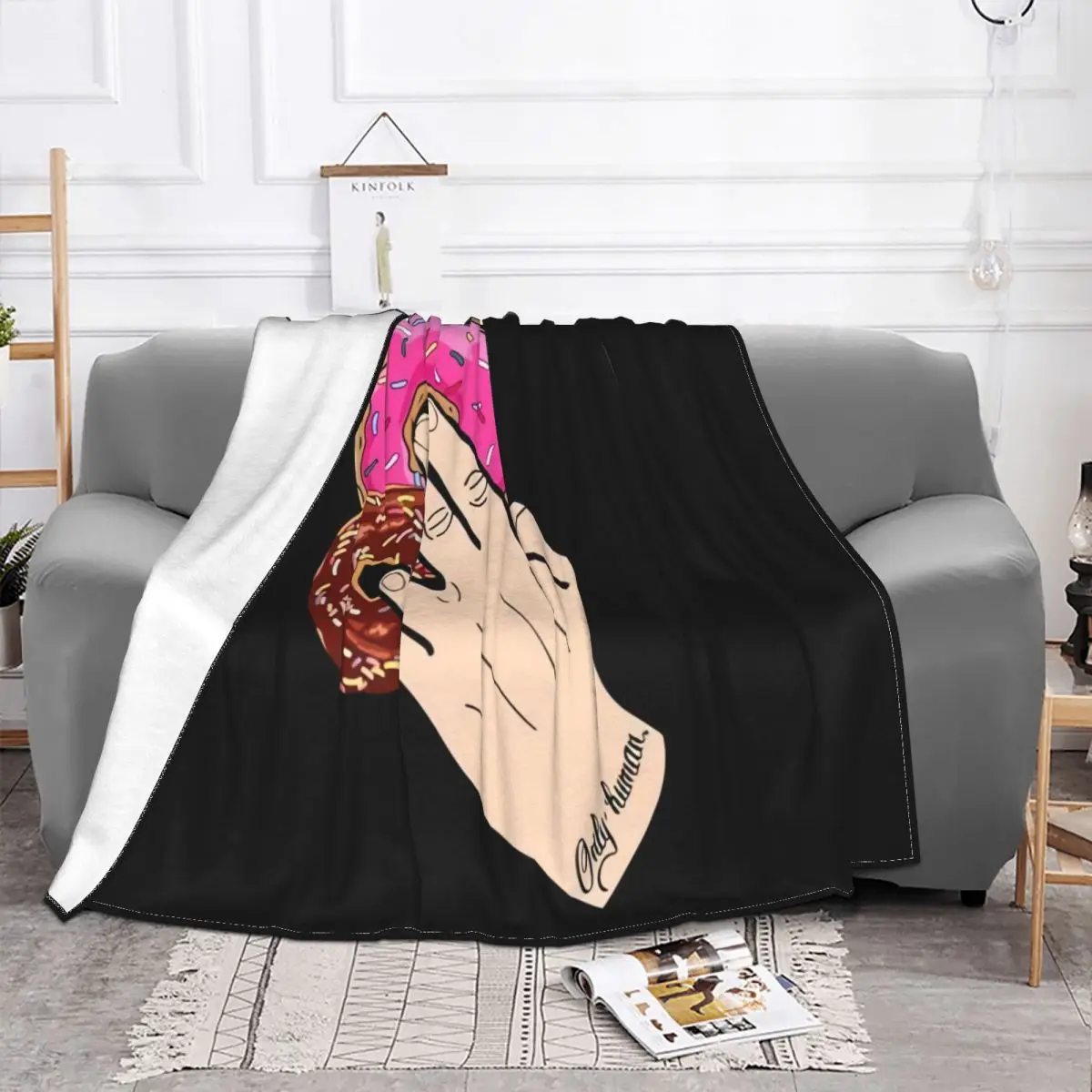 Shocker Two In The Pinky One In The Stink Donuts Version Black Cotton Formal Throw Blanket