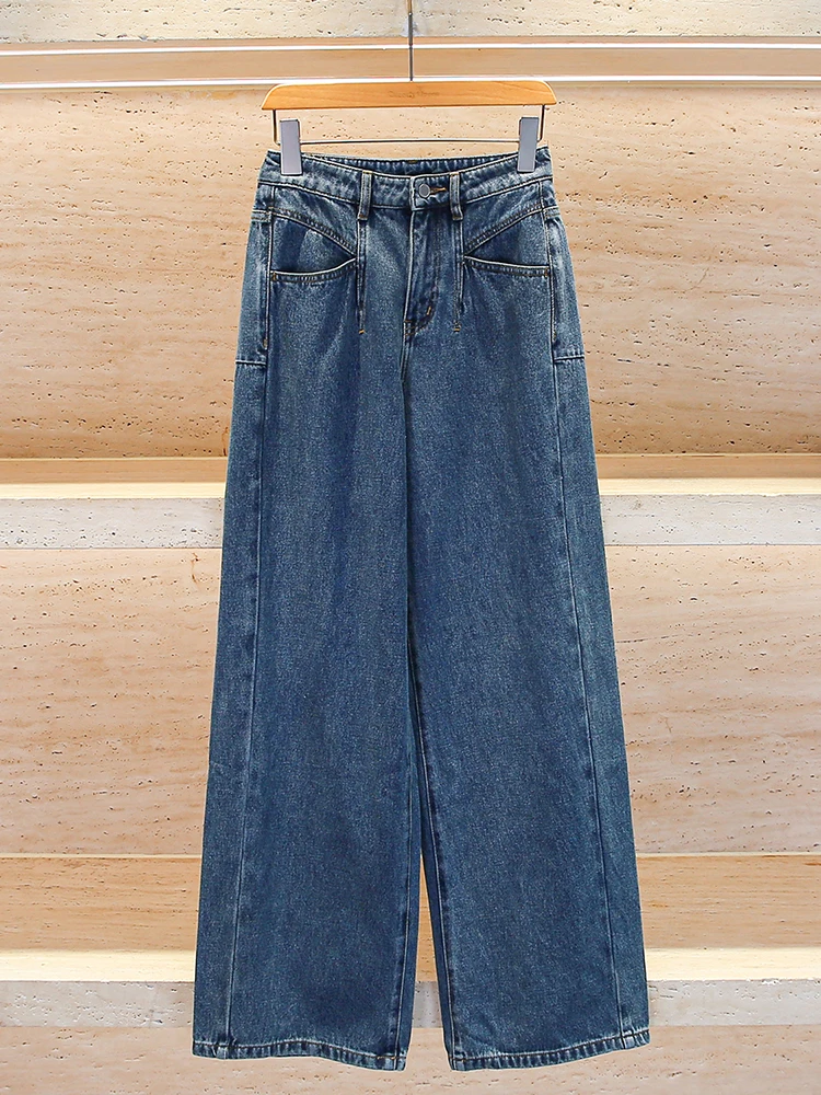 

High Waist Wide Leg Denim Jeans Women's Casual Waed out Blue Loose Fit High Waist Wide Leg Jeans for Winter Season