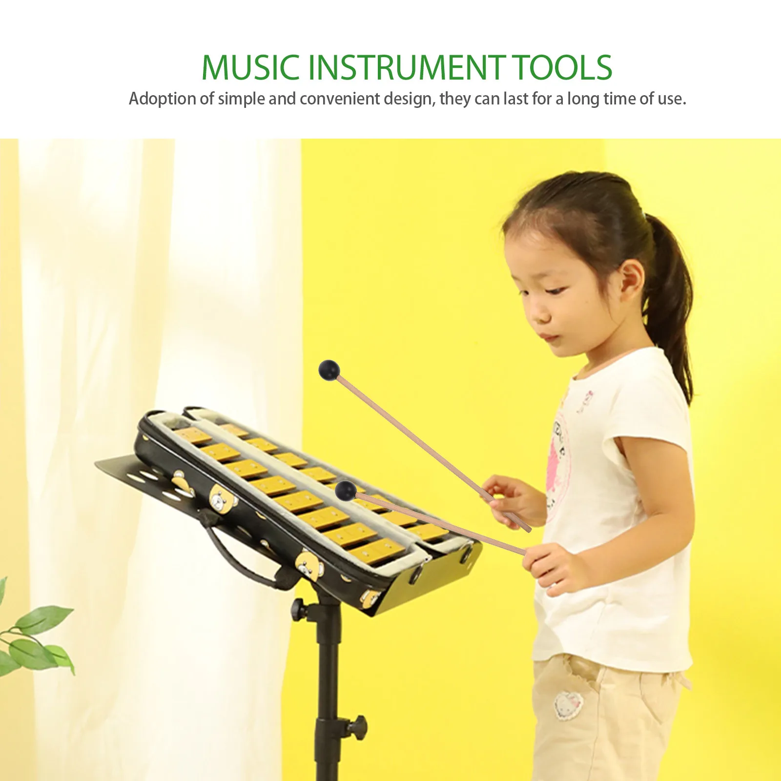 

6Pcs Rubber Head Marimba Hammers Wooden Sticks Durable Balanced Percussion Musical Instrument Accessories Tongue Drum Sticks