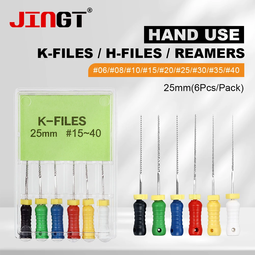 JINGT 25mm Dental Hand Use Stainless Steel K-Files H-Files Reamers And Enlarging Needles For Root Canal Treatment Tools