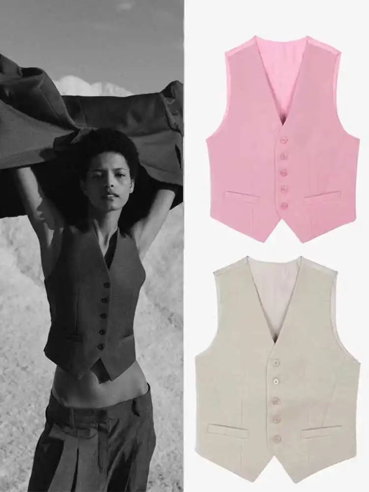 

Женский шерстяной жилет 2024, нейтральный возрастной костюм Jaet V-Ne для поездок на работу, стандартная длина, застежка на одной пуговице