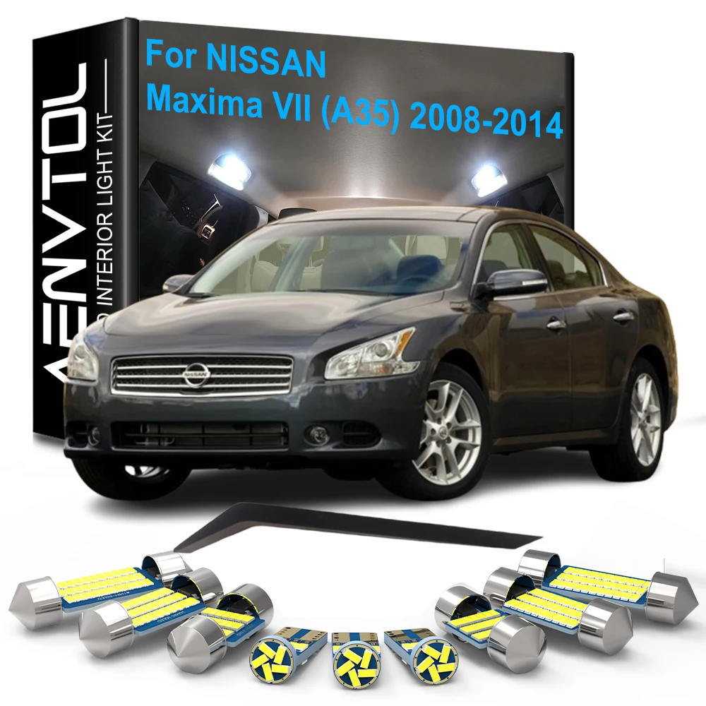 

21pcs LED Indoor Lamps Canbus For Nissan Maxima VII A35 2008-2014 Dome Vanity Mirror Trunk Glovebox Foot Door License plate Lamp