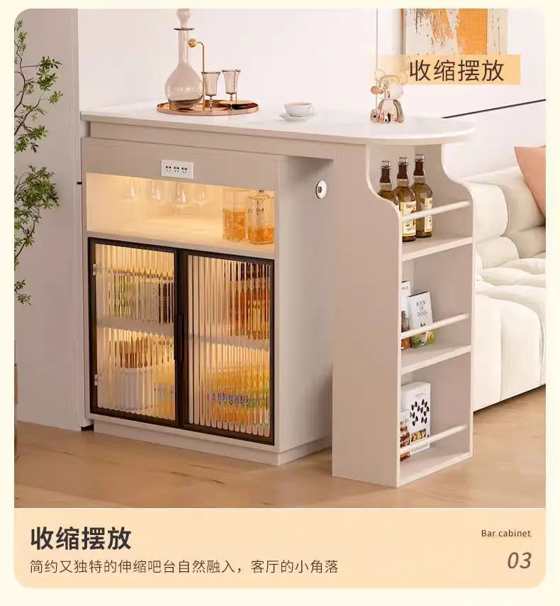 Bar partition cabinet, living room pull-out sofa, bar counter retro black storage cabinet, side cabinet with dining table silk f